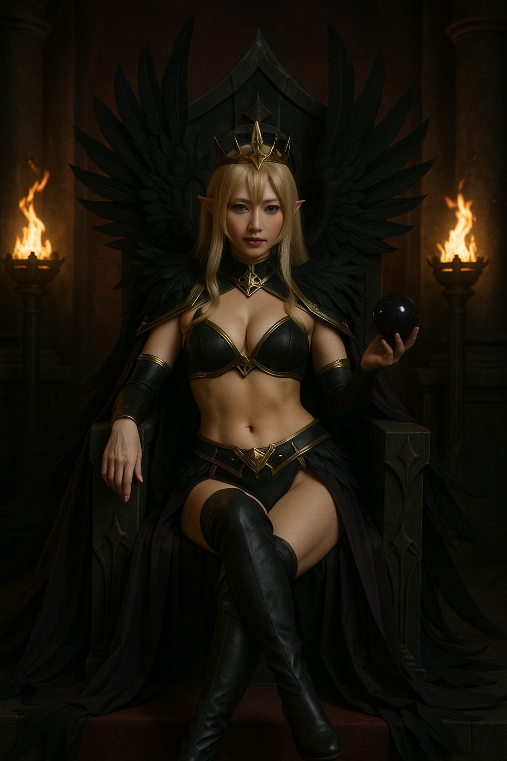 Sacred Silver Feathers - Elven Warrior Woman Portrait