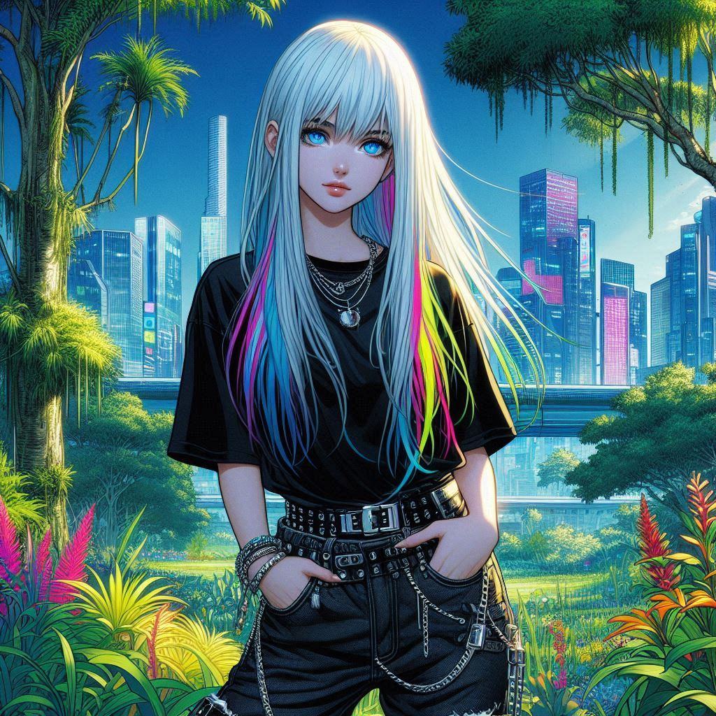 Punk Girl in the Jungle of the Future