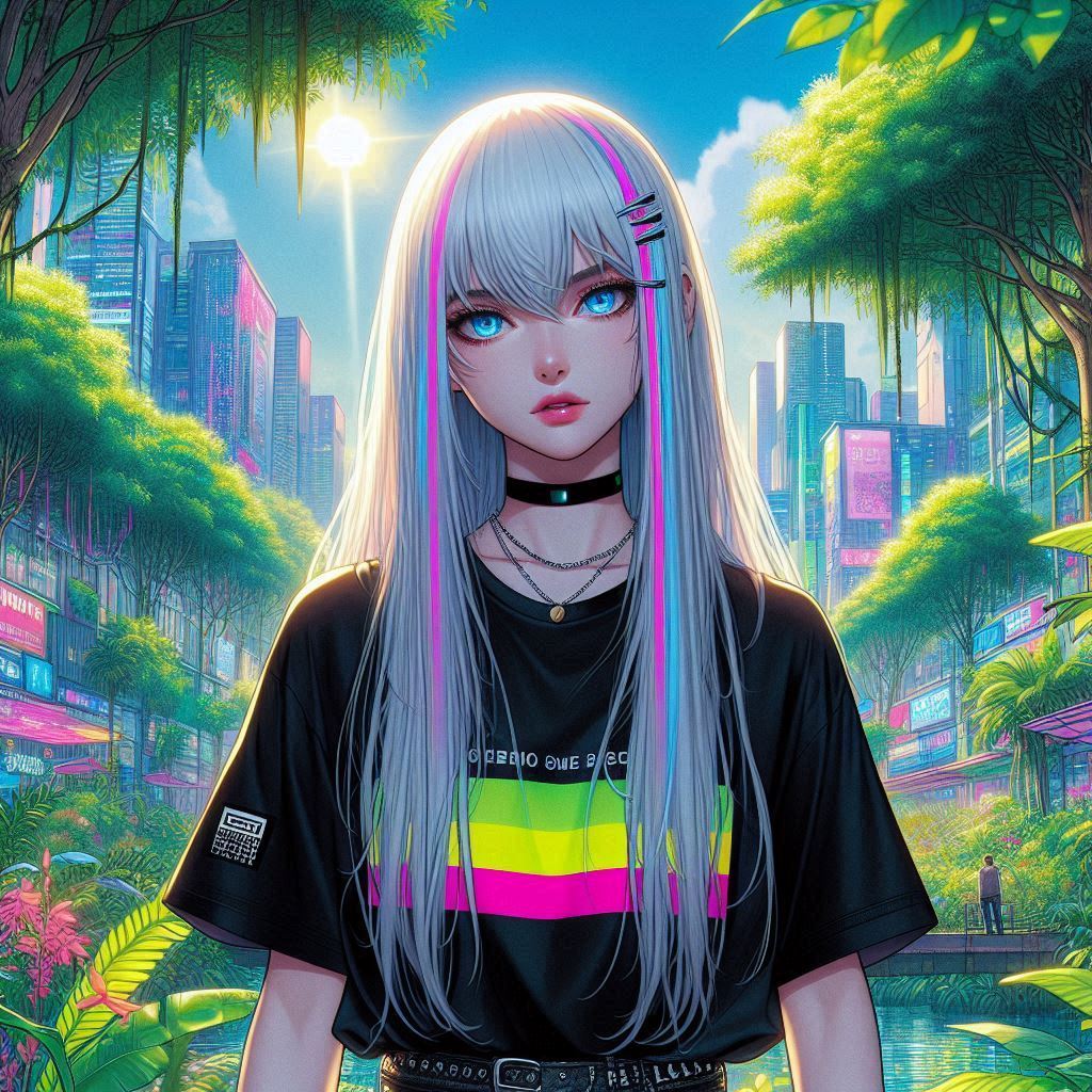 Punk Girl in the Jungle of the Future