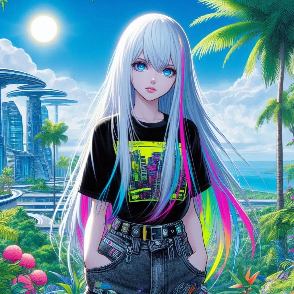 未來叢林中的龐克少女