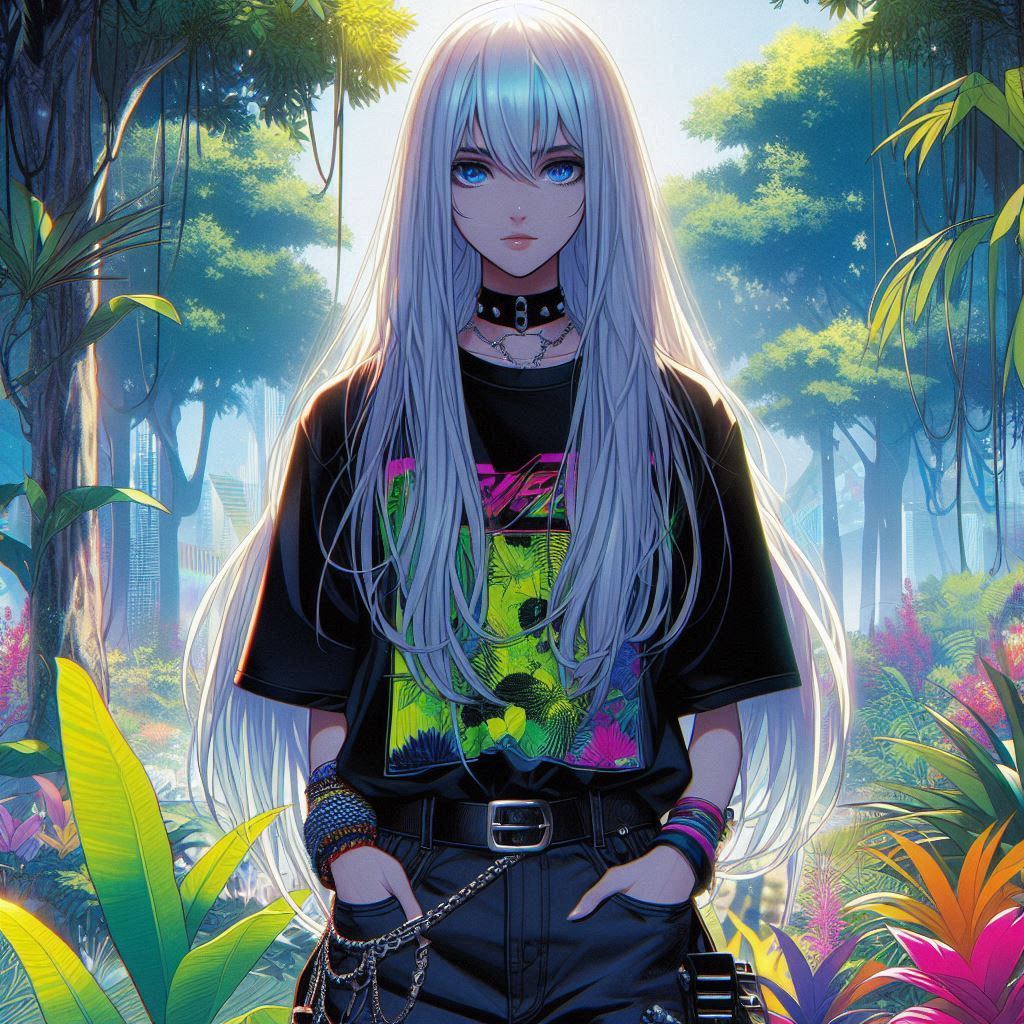未來叢林中的龐克少女