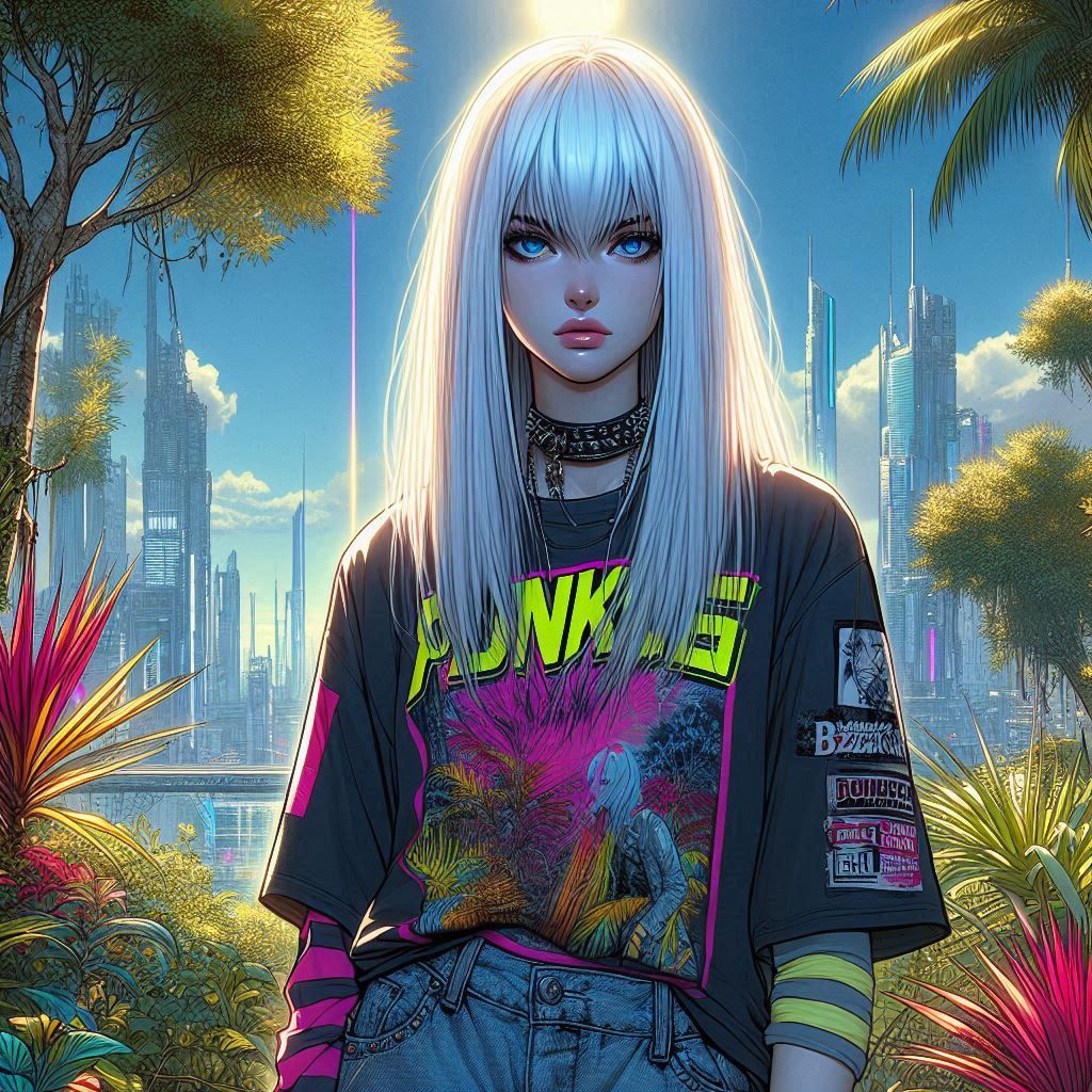 未來叢林中的龐克少女