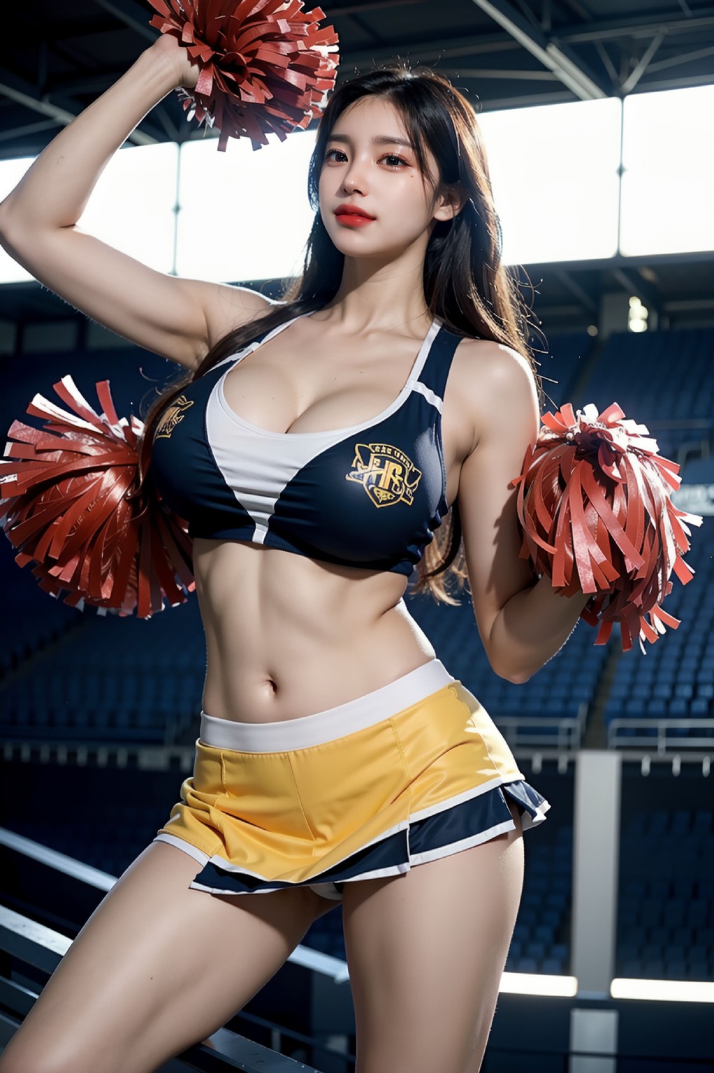 Cheerleader's cleavage