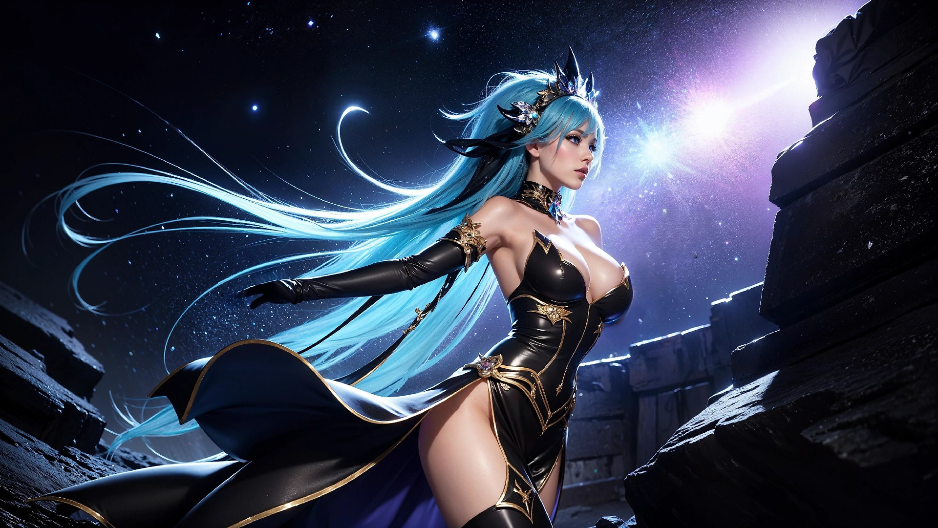 Vibrant Cosmic Princess Fashion