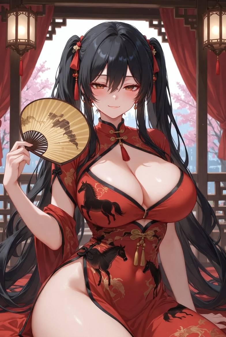 Sister Fire Red Cheongsam Celebrating the Year of the Horse