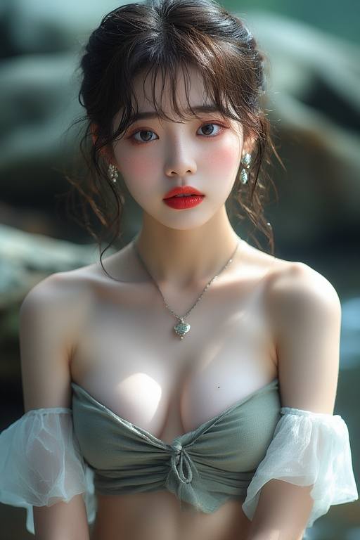 Girl wandering in the woods
