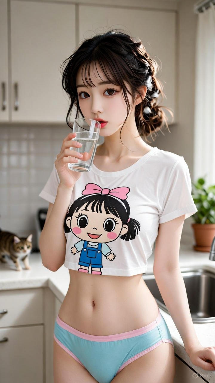 Cartoon Exposed Navel T-Shirt