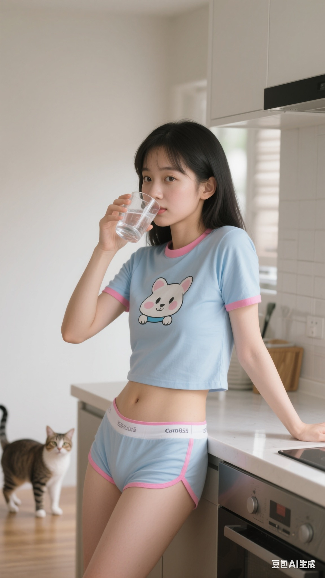 Cartoon Exposed Navel T-Shirt