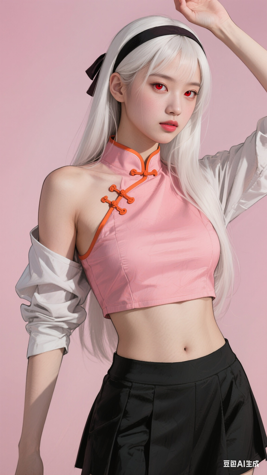 Chinese style open navel top