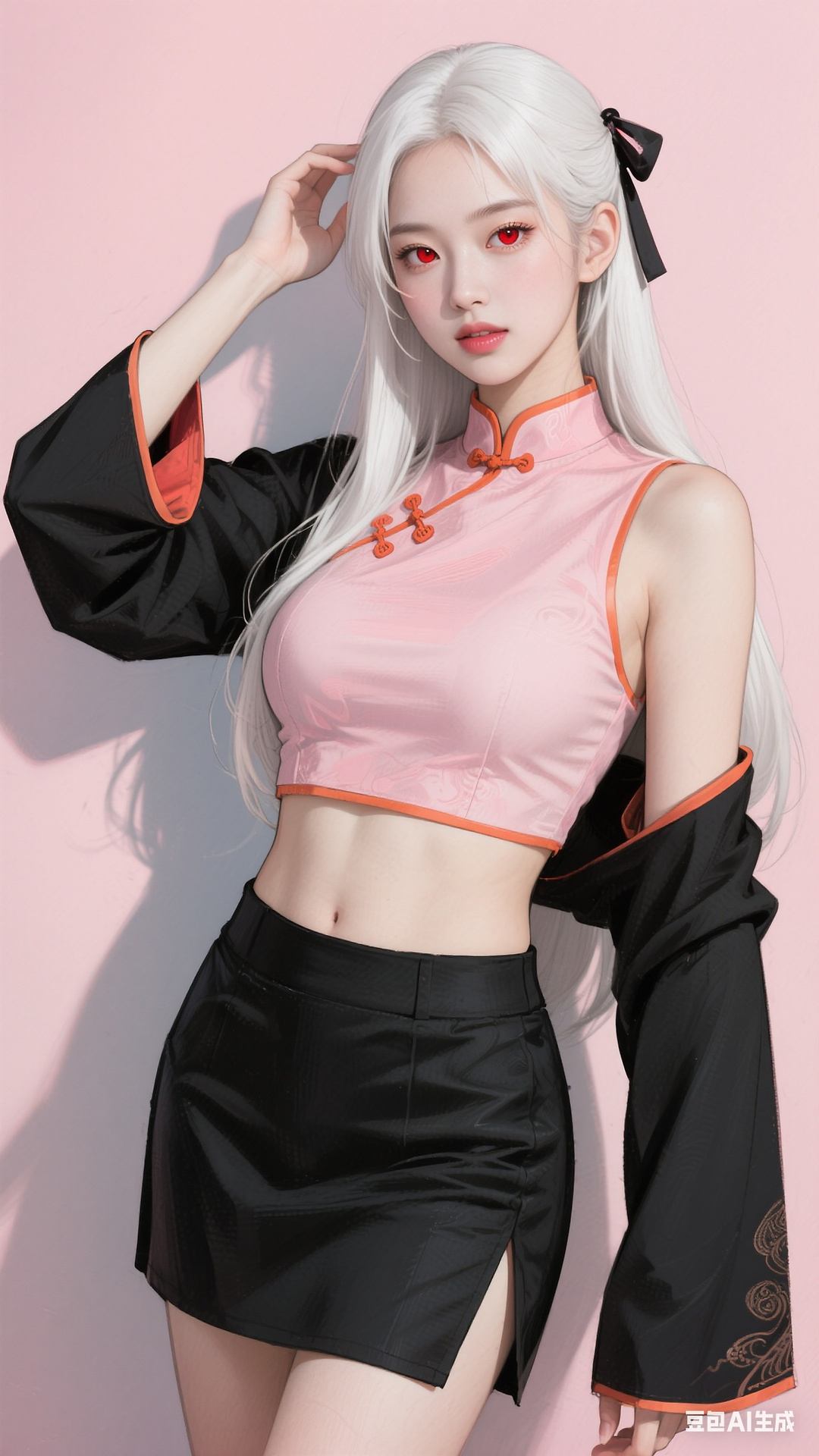 Chinese style open navel top
