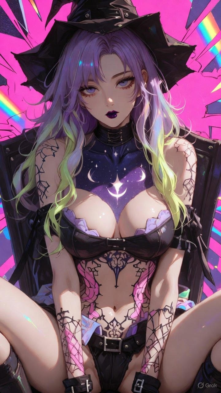 Goth Punk Rainbow Witch