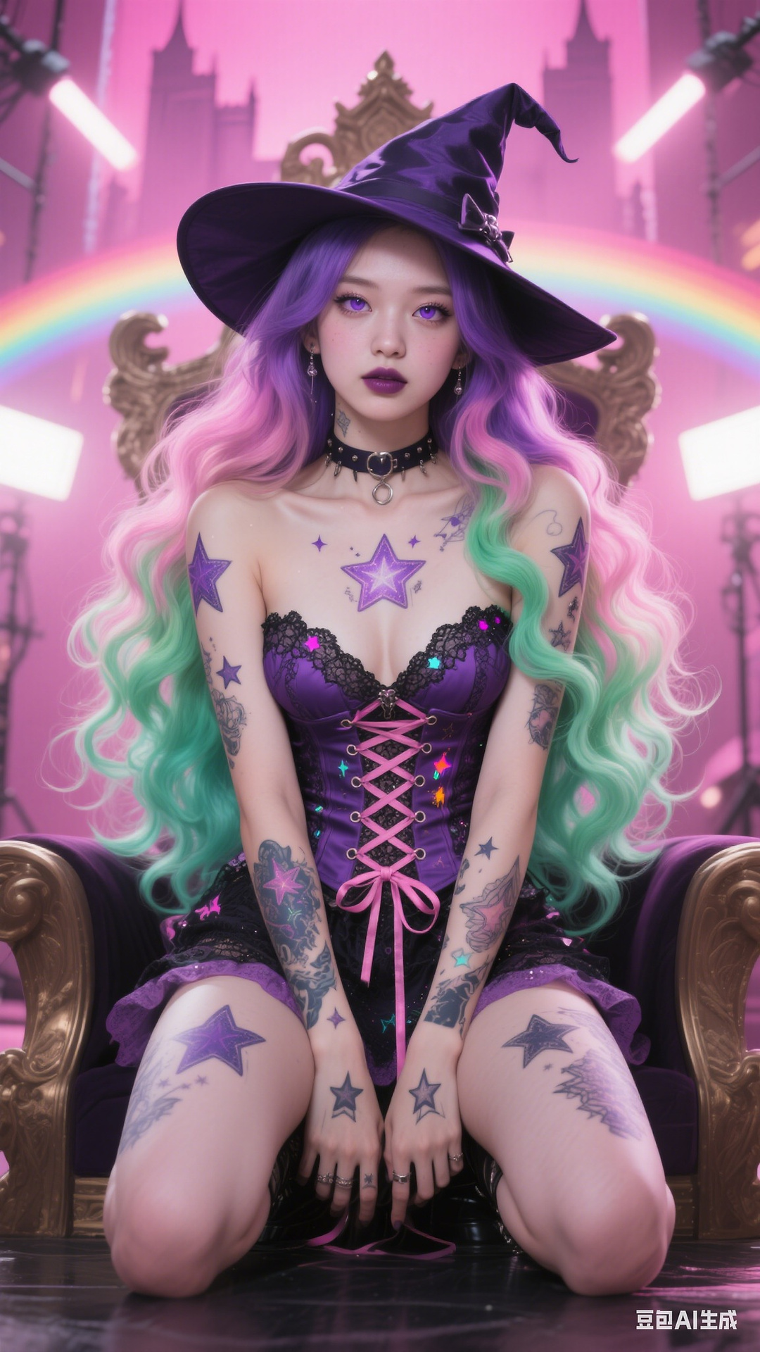 Goth Punk Rainbow Witch