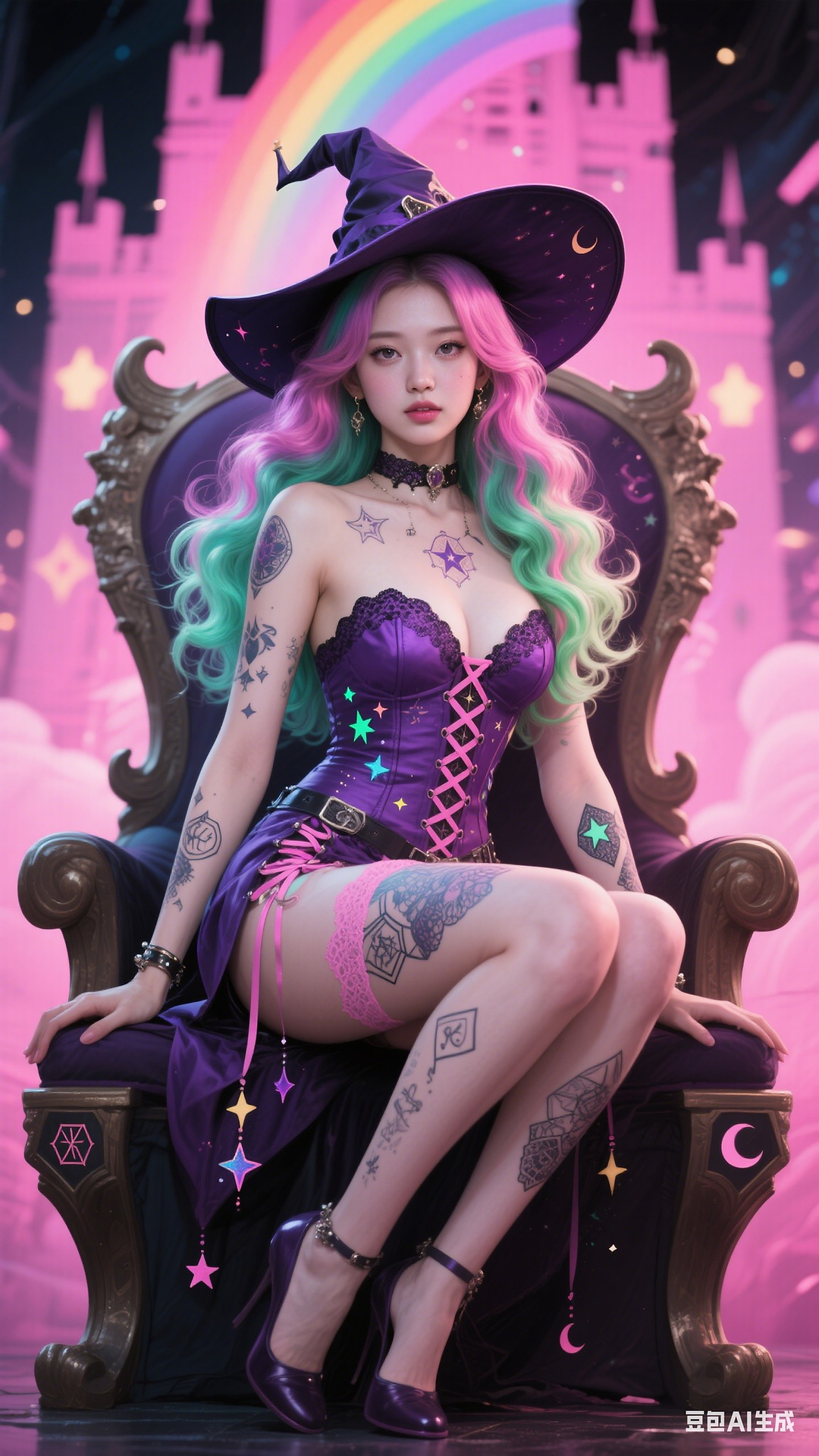 Goth Punk Rainbow Witch