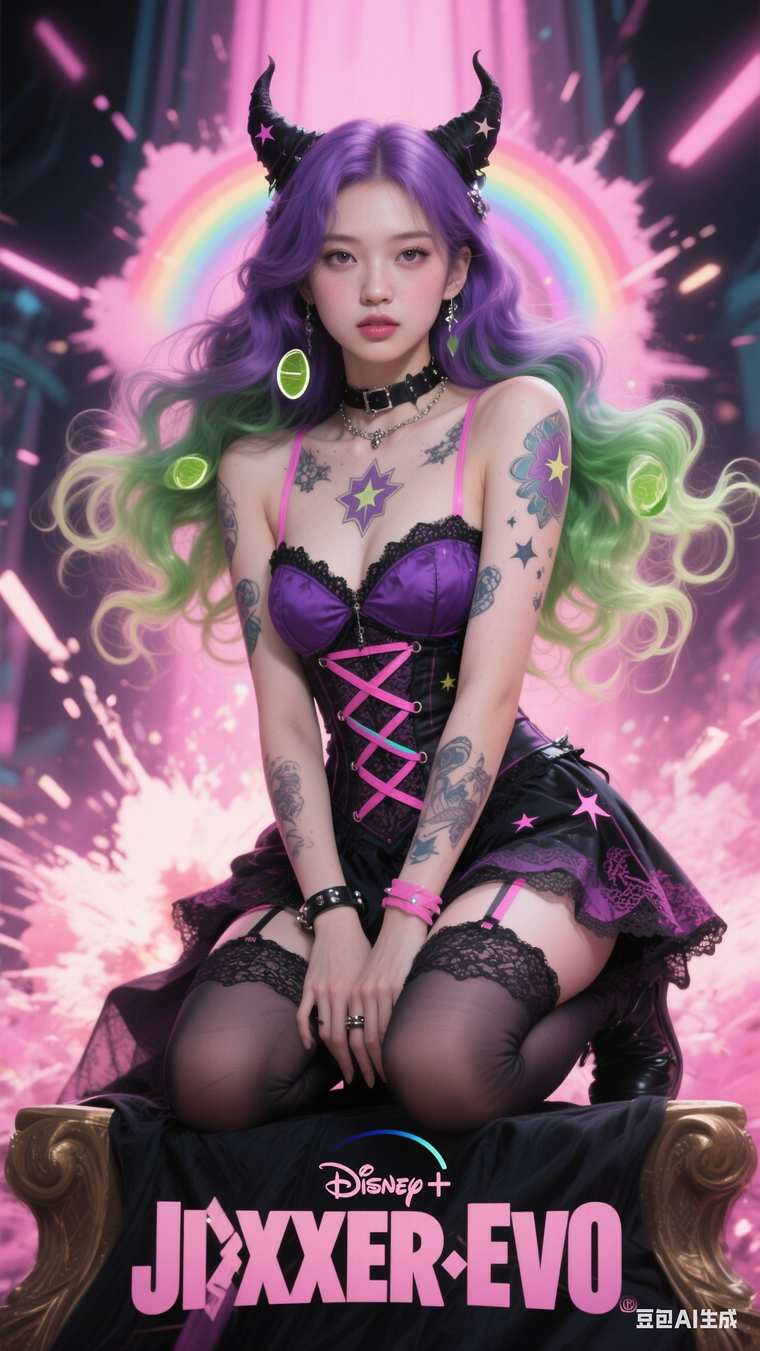 Goth Punk Rainbow Witch