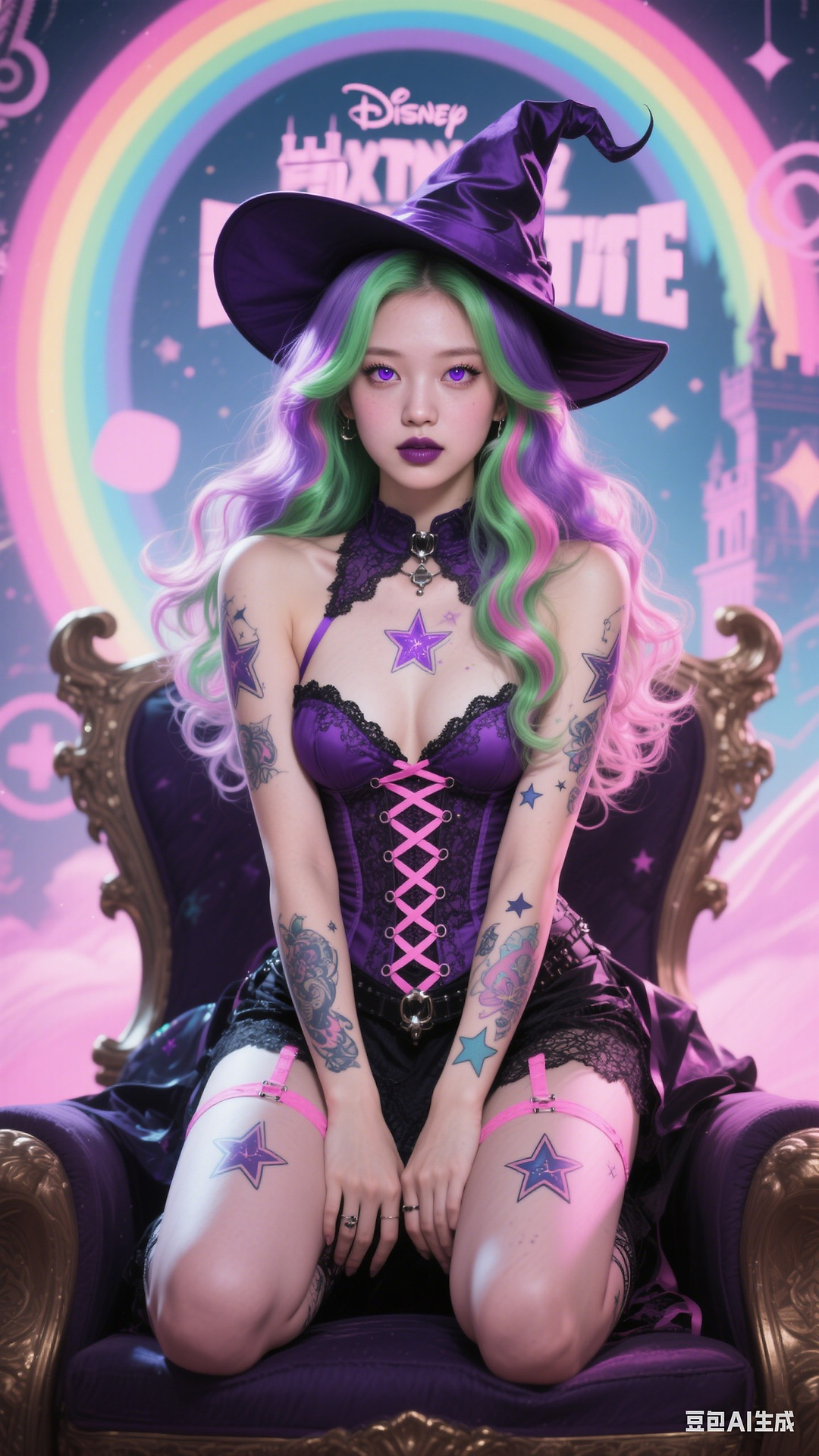 Goth Punk Rainbow Witch