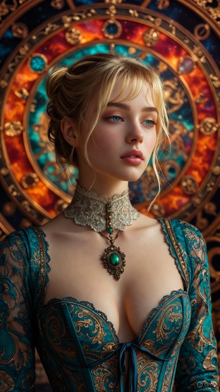 Turquoise lace corset