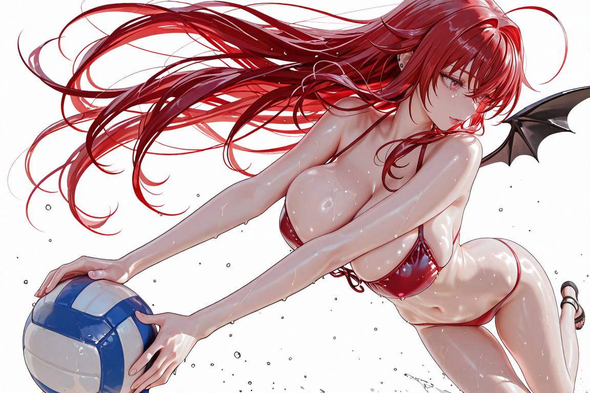 Beauty playing volleyball