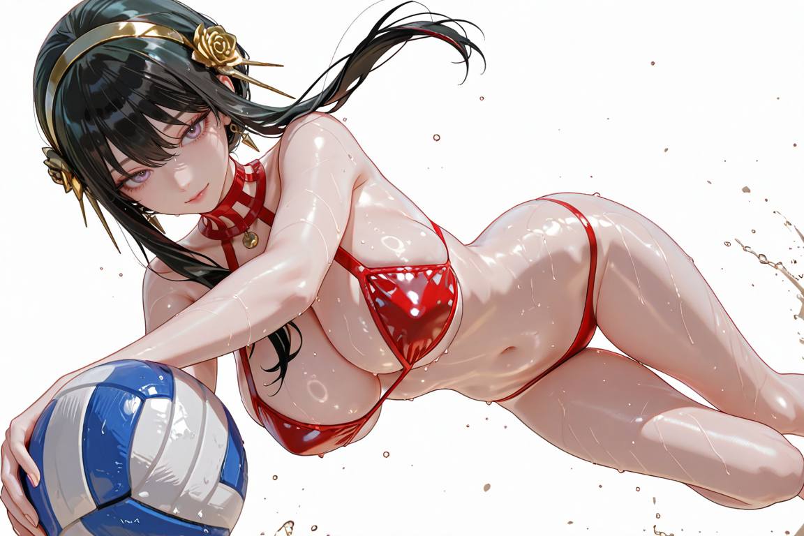 Beauty playing volleyball