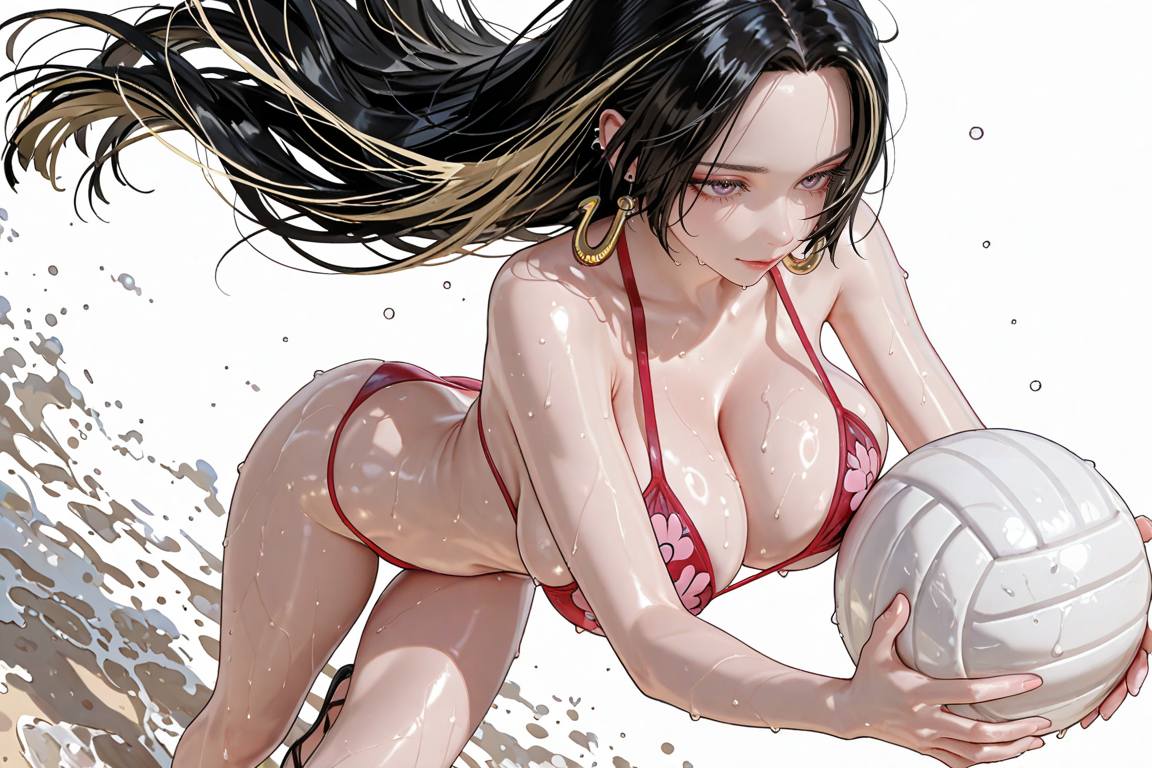 Beauty playing volleyball