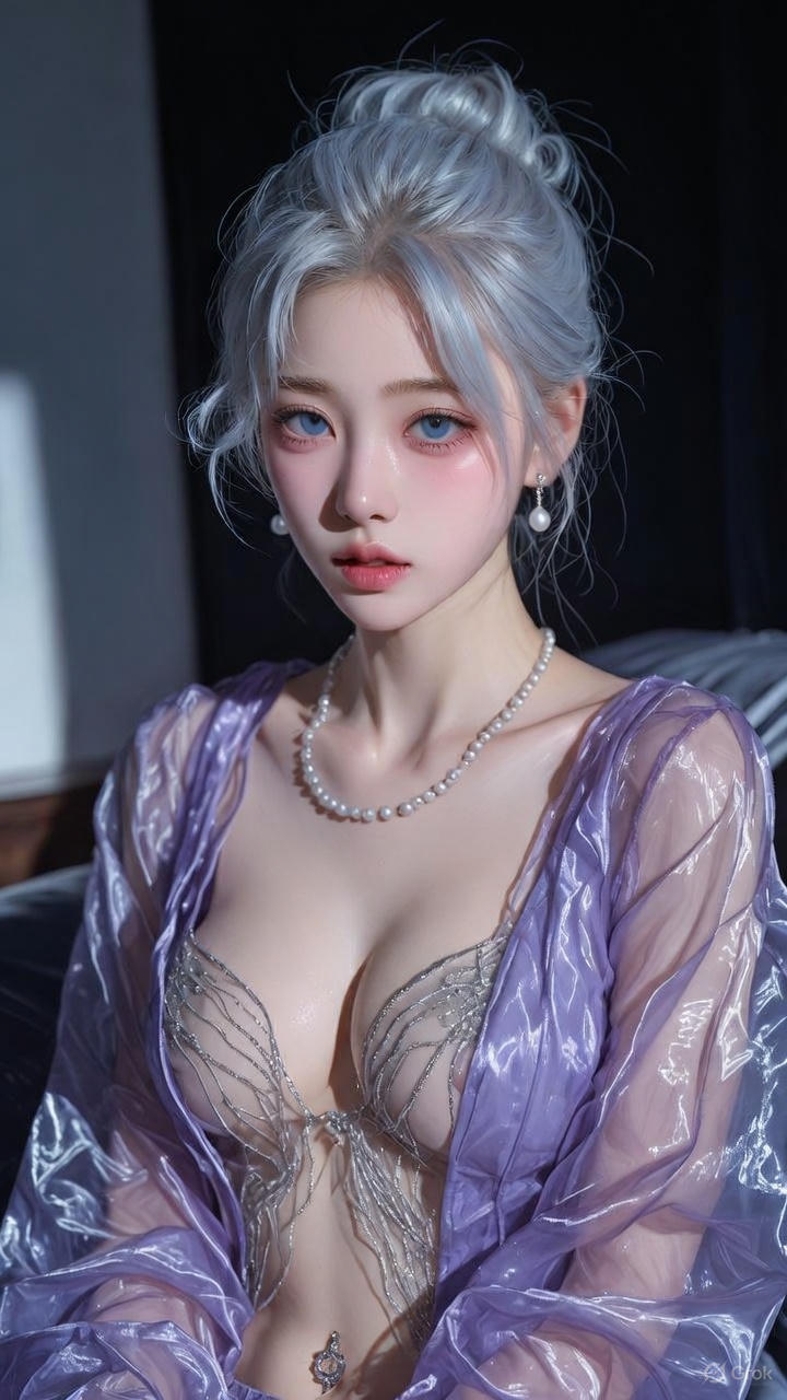 Translucent lavender backless top