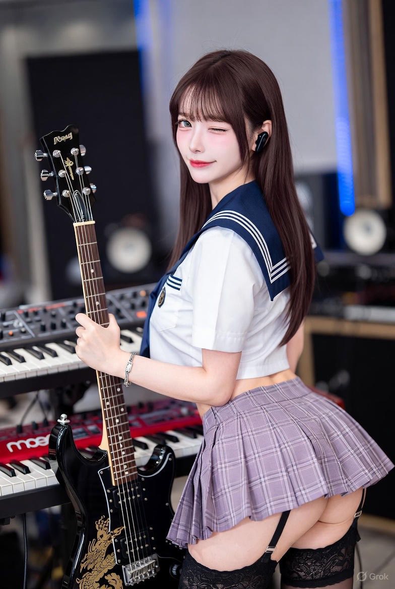 Girl playing a musical instrument