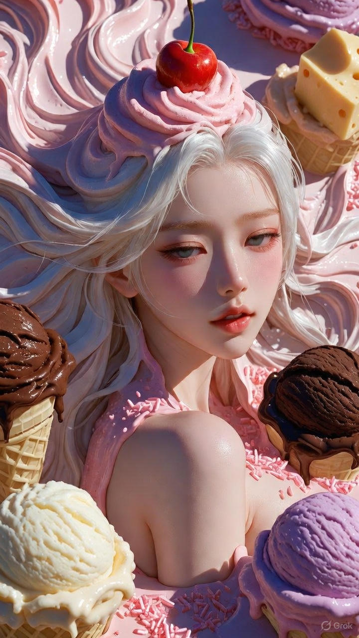 Cream Ice Cream Girl