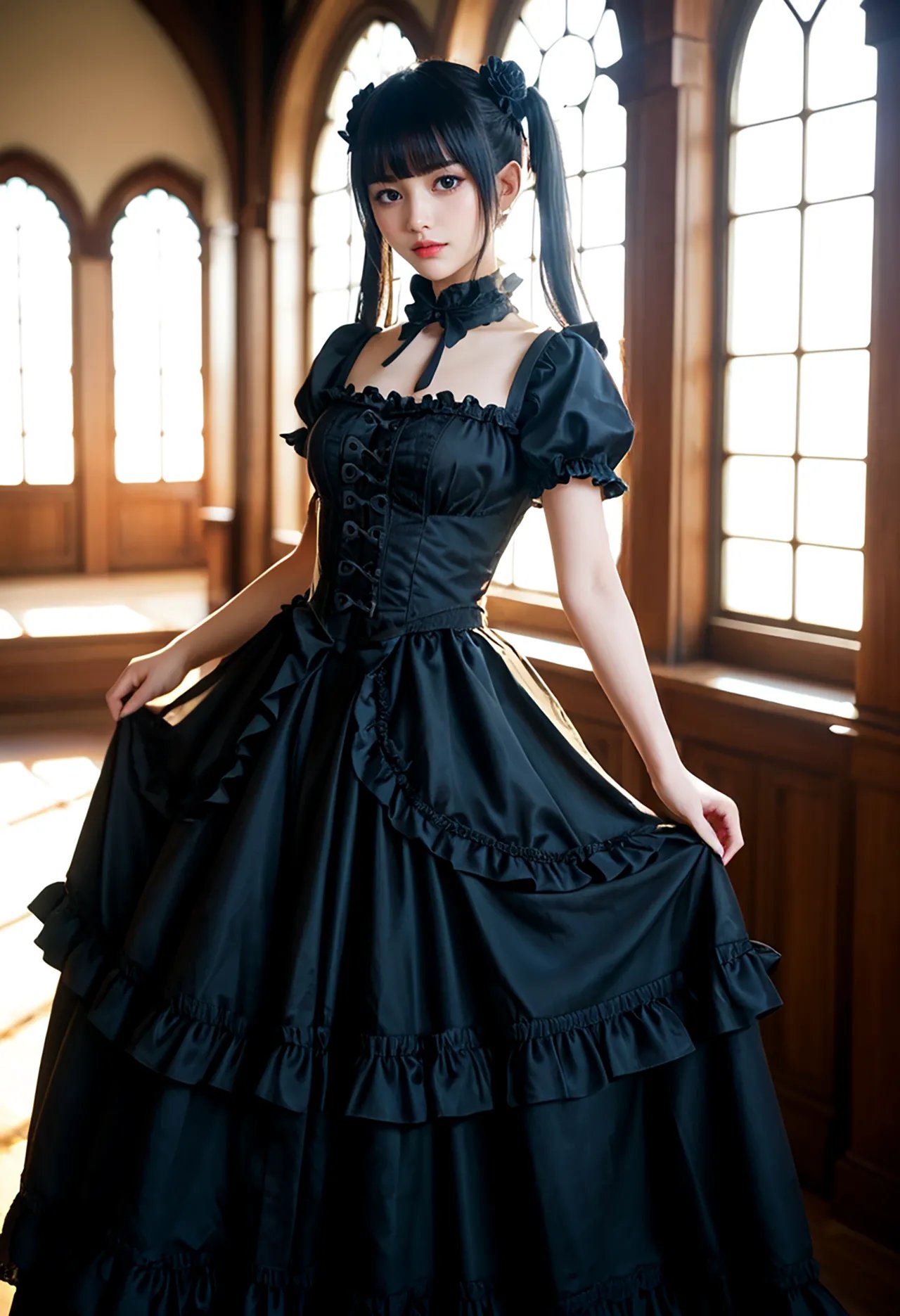 Twin-tail goth loli teenage girl and dressmaker insertion etch - Part 1